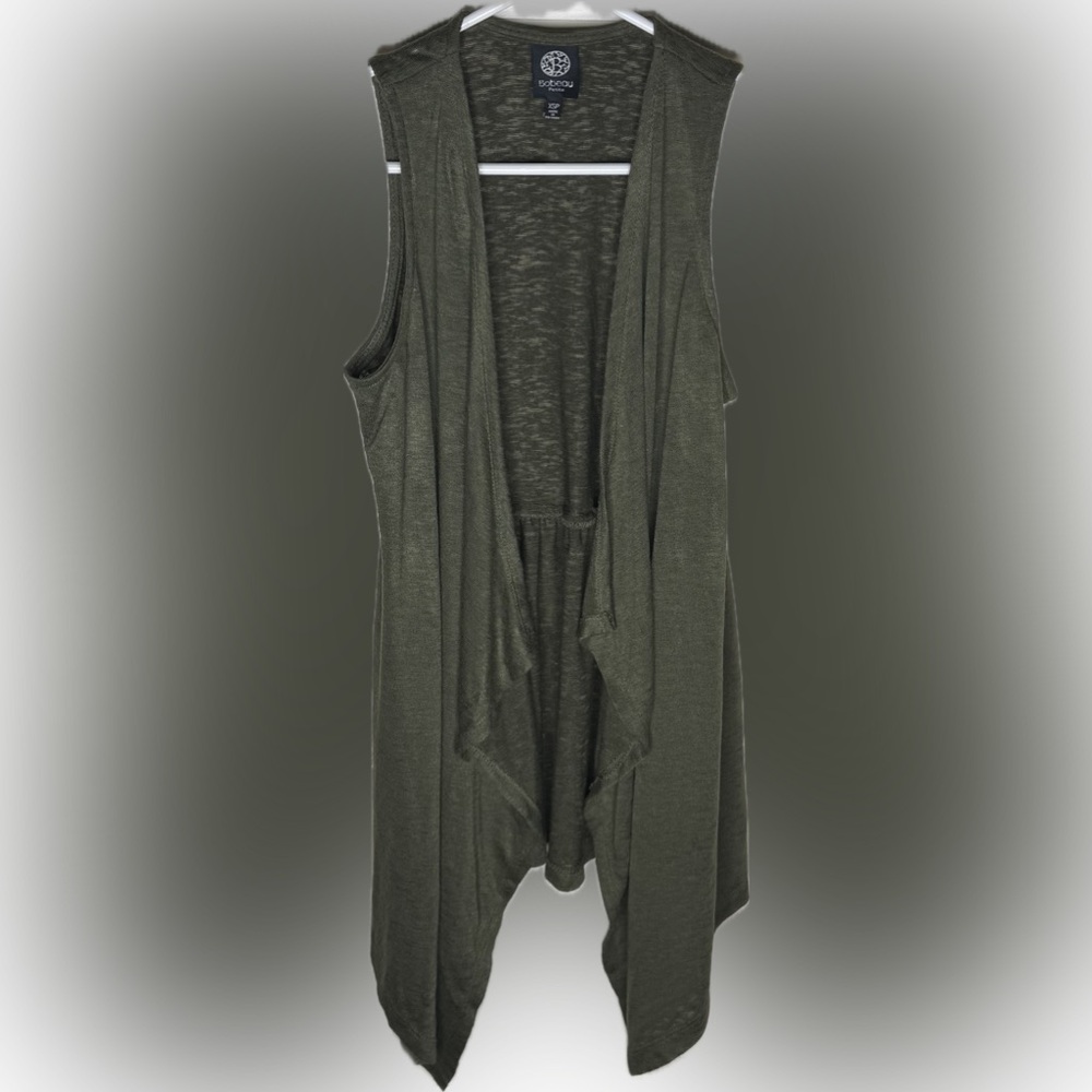 Bobeau Dark Olive Green Women's Cardigan Sweater Vest, women size XSP